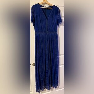 MEROKEETY Women's V Neck Short Sleeve Floral Maxi Dress